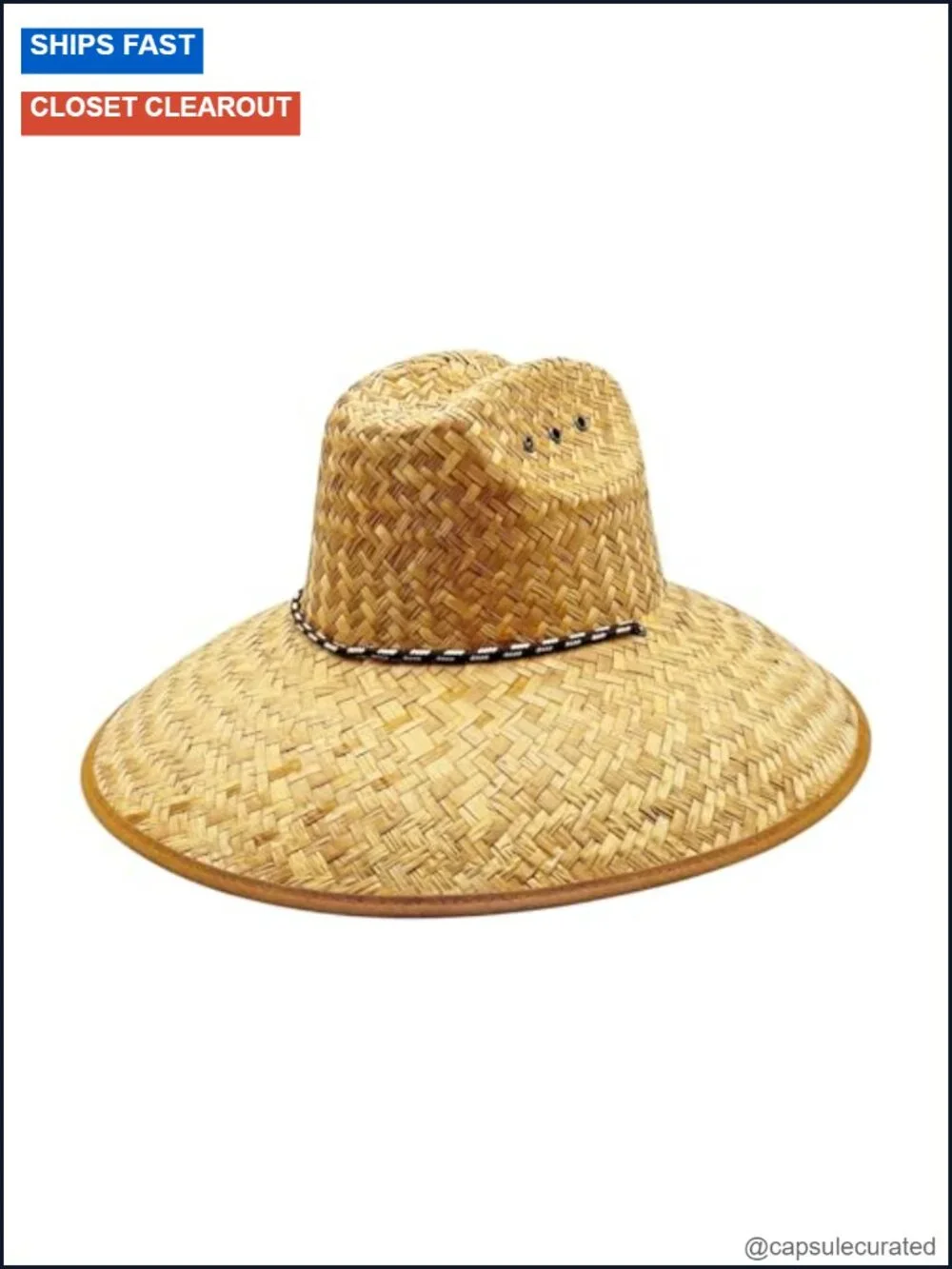 Straw Lifeguard Sun Hat UPF 50+ UV Protection Bucket Hat